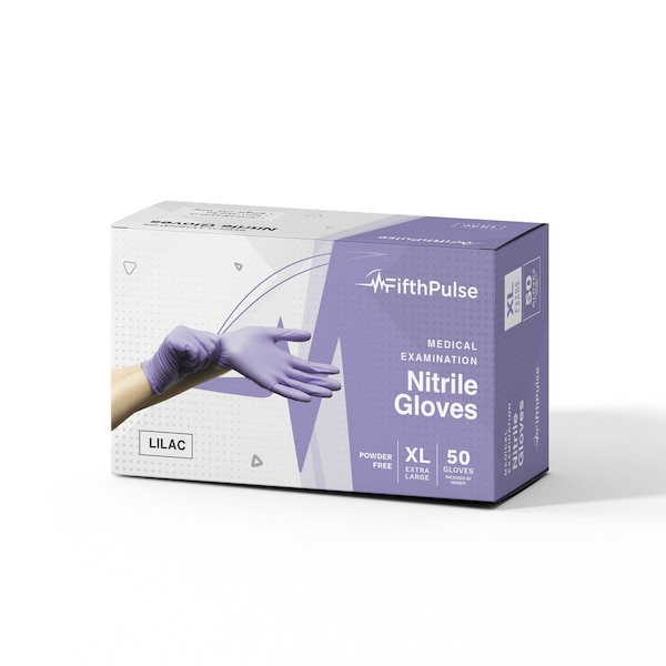 Fifthpulse FMN100, Disposable Gloves, 3 mil Palm, Nitrile, Powder-Free, XL, 50 PK, Lilac FP-N-50-XL-LAV - main